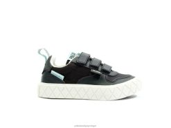 crianças Palladium Preto branco ace kids lo strap sapato 24PRD351