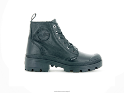 mulheres Palladium preto couro palabase botas 24PRD233