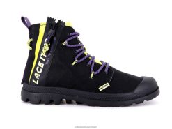 unissex Palladium limão preto/silvestre pampa lite renda-o botas 24PRD41