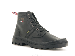 unissex Palladium preto couro pallabrousse 75º botas 24PRD23